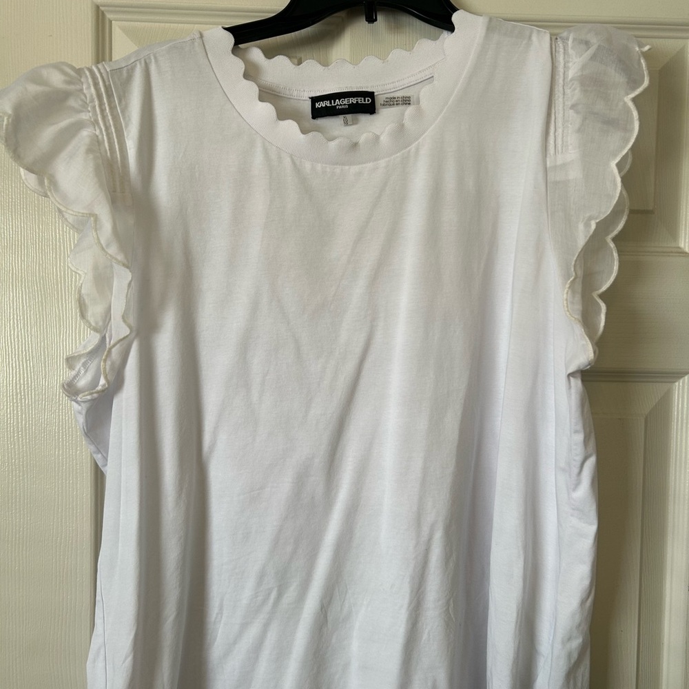 Karl Lagerfeld Scalloped White Blouse